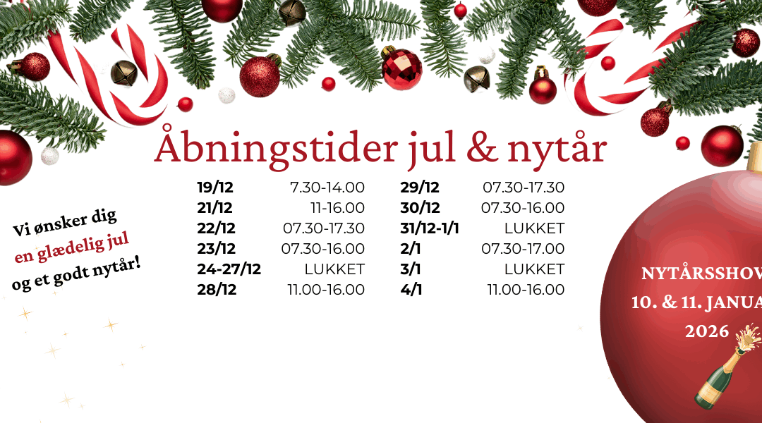 Åbningstider for jul og nytår 2025 - banner