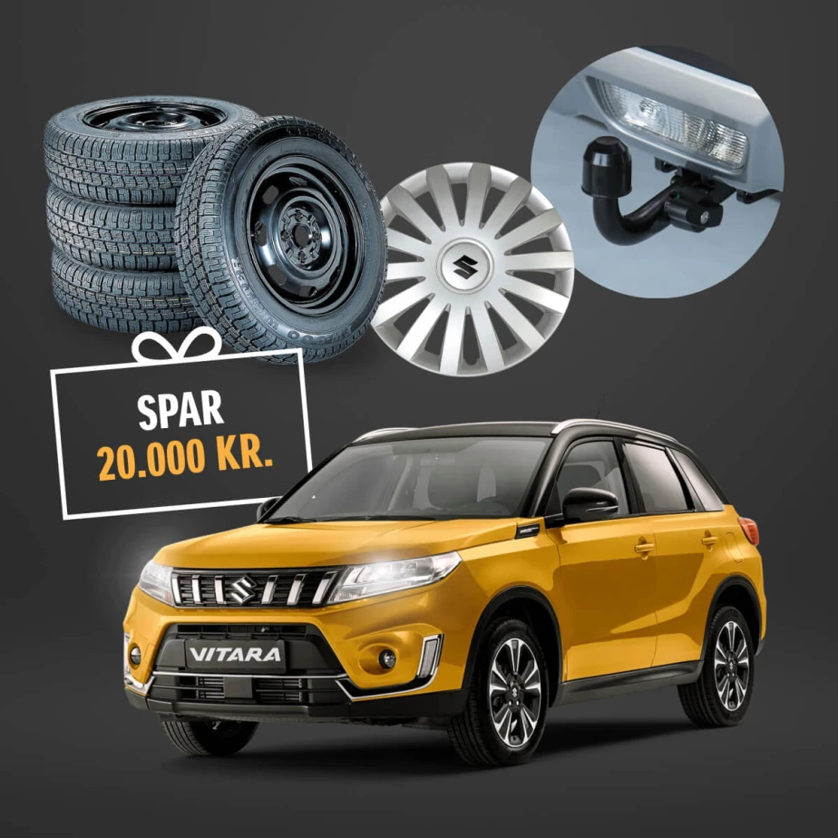 Suzuki vinterdage reklamebillede med guld Suzuki Vitara